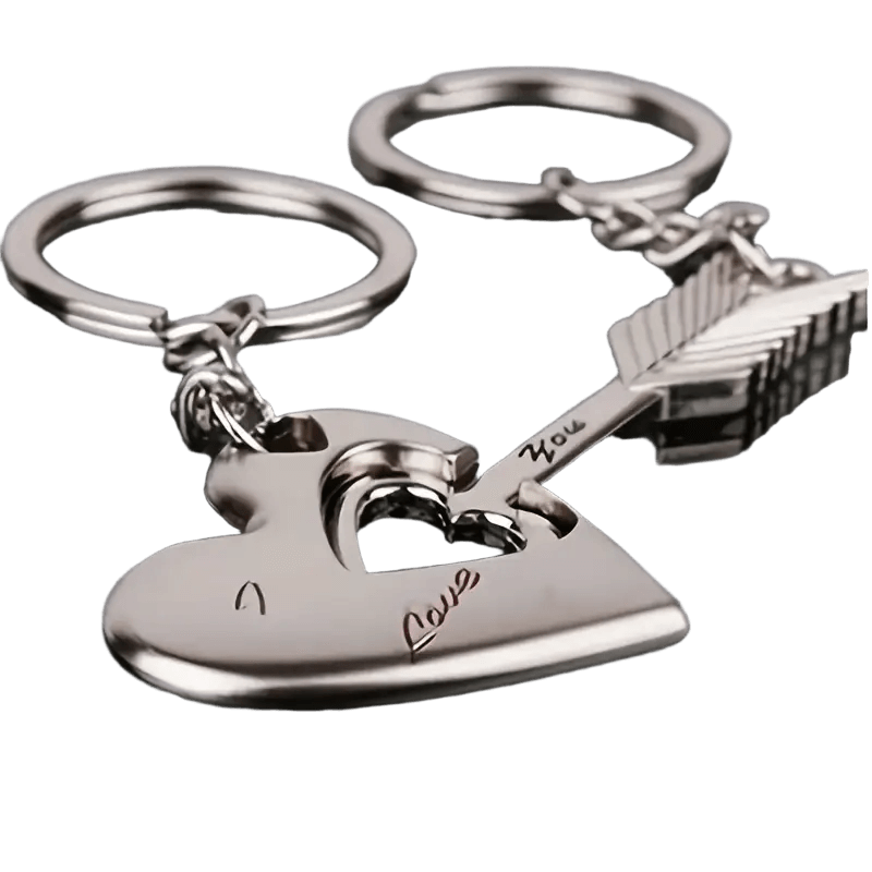 Par-Nyckelringar i Metall – Hjärtform & Pil | Romantisk Present till Par